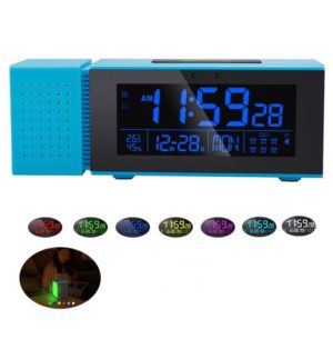 TS-P30 Multifunctional Night Light Alarm Digital Clock with FM Radio & Temperature / Humidity Display & IR Sensor Function(Blue) (OEM)