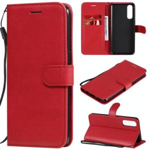 For Oppo Reno3 Pro 4G Solid Color Horizontal Flip Protective Leather Case with Holder & Card Slots & Wallet & Photo Frame & Lanyard(Red) (OEM)
