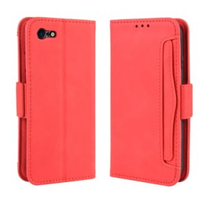 For iPhone SE 2022 / SE 2020 Wallet Style Skin Feel Calf Pattern Leather Case ，with Separate Card Slot(Red) (OEM)