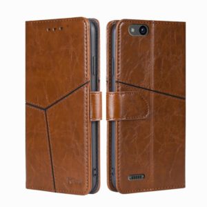 For ZTE Tempo X Geometric Stitching Horizontal Flip TPU + PU Leather Phone Case(Light Brown) (OEM)