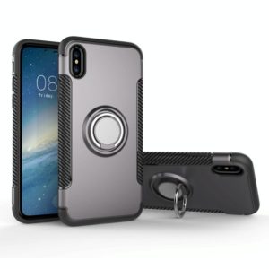 For iPhone X / XS Magnetic 360 Degree Rotation Ring Armor Protective Case(Grey) (OEM)