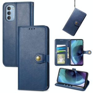 For Motorola Moto G51 Solid Color Leather Buckle Phone Case(Blue) (OEM)