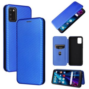 For TCL A3X Carbon Fiber Texture Horizontal Flip Leather Phone Case with Card Slot(Blue) (OEM)