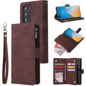 For Huawei P40 Pro Multifunctional Horizontal Flip Leather Case, with Card Slot & Holder & Zipper Wallet & Photo Frame(Coffee) (OEM)