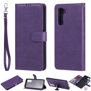 For Huawei Nova 7 SE 2 in 1 Solid Color Detachable PU Leather Case with Card Slots & Magnetic Holder & Photo Frame & Wallet & Strap(Purple) (OEM)