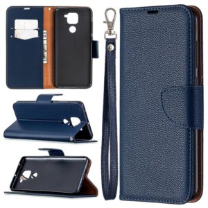 For Xiaomi Redmi Note 9 Litchi Texture Pure Color Horizontal Flip Leather Case with Holder & Card Slots & Wallet & Lanyard(Dark Blue) (OEM)