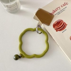 Flower-shaped Wave Phone Case Anti-lost Keychain Silicone Bracelet(Matcha Green) (OEM)