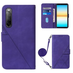 For Sony Xperia 10 IV Crossbody 3D Embossed Flip Leather Phone Case(Purple) (OEM)