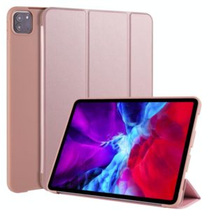 For iPad Pro 11 (2020) 3-folding Horizontal Flip PU Leather + Shockproof Honeycomb TPU Tablet Case with Holder(Rose Gold) (OEM)
