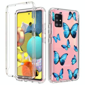 For Samsung Galaxy A51 5G 2 in 1 High Transparent Painted Shockproof PC + TPU Protective Case(Blue Butterfly) (OEM)
