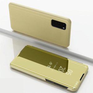 For Galaxy S20 Plated Mirror Horizontal Flip Leather Case with Holder(Gold) (OEM)