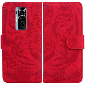 For Tecno Phantom X Tiger Embossing Pattern Horizontal Flip Leather Phone Case(Red) (OEM)