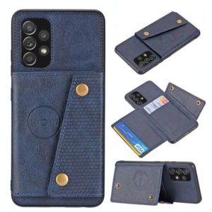 For Samsung Galaxy A32 4G Double Buckle PU + TPU Shockproof Magnetic Protective Case with Card Slot & Holder(Blue) (OEM)