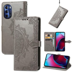 For Motorola Moto G Stylus 5G 2022 Mandala Flower Embossed Leather Phone Case(Gray) (OEM)