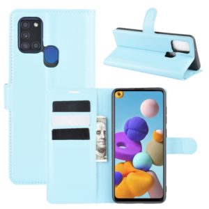 For Galaxy A21S Litchi Texture Horizontal Flip Protective Case with Holder & Card Slots & Wallet(Blue) (OEM)