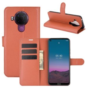 For Nokia 5.4 Litchi Texture Horizontal Flip Protective Case with Holder & Card Slots & Wallet(Brown) (OEM)