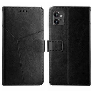 For Motorola Moto G32 HT01 Y-shaped Pattern Flip Leather Phone Case(Black) (OEM)