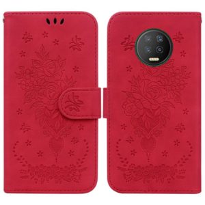 For Infinix Note 7 X690 Butterfly Rose Embossed Leather Phone Case(Red) (OEM)