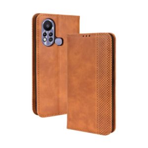 For Infinix Hot 11s Magnetic Buckle Retro Texture Leather Case(Brown) (OEM)