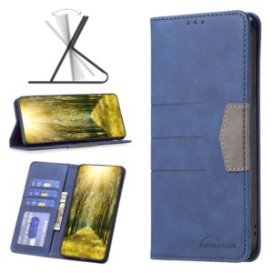 For Infinix Smart 6 BF10 Color Block Magnetic Flip Leather Phone Case(Blue) (OEM)
