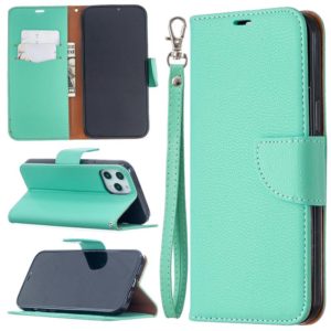For iPhone 12 Pro Max Litchi Texture Pure Color Horizontal Flip Leather Case with Holder & Card Slots & Wallet & Lanyard(Green) (OEM)