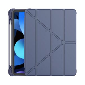 Multi-folding Surface PU Leather Matte Anti-drop Protective TPU Case with Pen Slot for iPad Air 2022 / 2020 10.9(Dark Blue) (OEM)