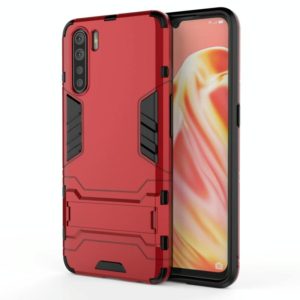 For OPPO A91 PC + TPU Shockproof Protective Case with Holder(Red) (OEM)