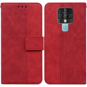 For Tecno Camon 16 Geometric Embossed Leather Phone Case(Red) (OEM)