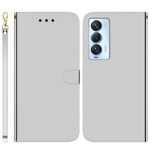 For Tecno Camon 18 Premier Imitated Mirror Surface Horizontal Flip Leather Phone Case(Silver) (OEM)