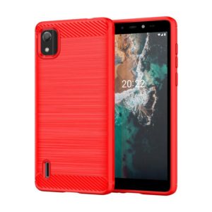 For Nokia C2 2nd Edition Brushed Texture Carbon Fiber TPU Phone Case(Red) (OEM)