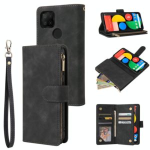 For Google Pixel 5a 5G Multifunctional Phone Leather Case with Card Slot & Holder & Zipper Wallet & Photo Frame(Black) (OEM)