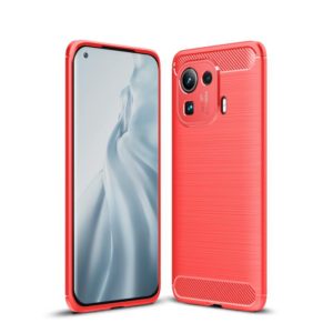 For Xiaomi Mi 11 Pro Brushed Texture Carbon Fiber TPU Case(Red) (OEM)