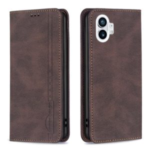 For Nothing Phone 1 Magnetic RFID Blocking Anti-Theft Leather Phone Case(Brown) (OEM)