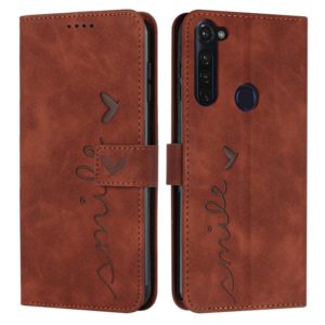 For Motorola Moto G Stylus 2022 4G Skin Feel Heart Pattern Leather Phone Case(Brown) (OEM)