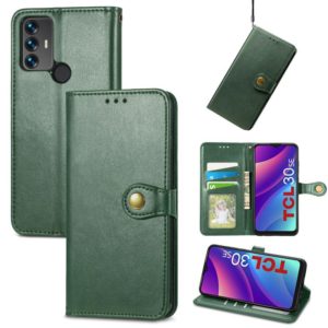 For TCL 30 SE Retro Solid Color Buckle Leather Phone Case(Green) (OEM)