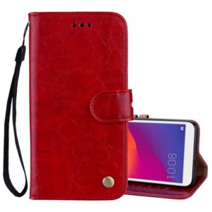 Business Style Oil Wax Texture Horizontal Flip Leather Case for Huawei Y5 (2018) / Y5 Prime (2018) / Honor 7A (Russian Version), with Holder & Card Slots & Wallet(Red) (OEM)