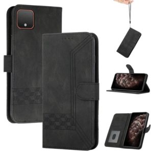 For Google Pixel 4 Cubic Skin Feel Flip Leather Phone Case(Black) (OEM)