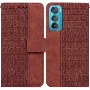 For Motorola Edge 30 Geometric Embossed Leather Phone Case(Brown) (OEM)