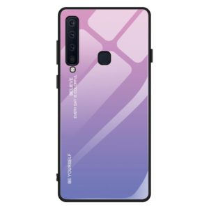 For Galaxy A9 (2018) Gradient Color Glass Case(Light Purple) (OEM)