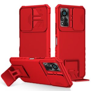 For Infinix Hot 11S NFC Stereoscopic Holder Sliding Camshield Phone Case(Red) (OEM)