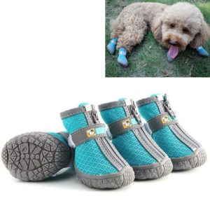 4 PCS / Set Breathable Non-slip Wear-resistant Dog Shoes Pet Supplies, Size: 4.8x5.3cm(Lake Blue) (OEM)