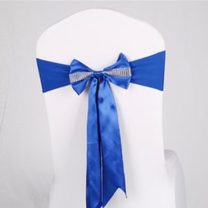 For Wedding Events Party Ceremony Banquet Christmas Decoration Chair Sash Bow Elastic Chair Ribbon Back Tie Bands Chair Sashes(Royal Blue) (OEM)