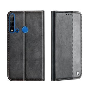 For Huawei P20 Lite 2019 Business Solid Color Stitching Horizontal Flip Leather Case, with Holder & Card Slots & Wallet & Lanyard(Grey) (OEM)