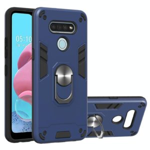 For LG K51 / Q51 2 in 1 Armour Series PC + TPU Protective Case with Ring Holder(Royal Blue) (OEM)