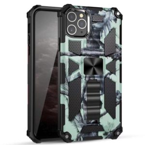 For iPhone 11 Pro Max Camouflage Armor Shockproof TPU + PC Magnetic Protective Case with Holder (Mint Green) (OEM)