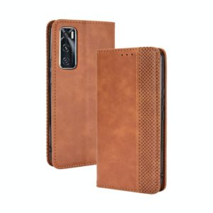 For vivo V20 SE/Y70 2020 Magnetic Buckle Retro Crazy Horse Texture Horizontal Flip Leather Case , with Holder & Card Slots & Photo Frame(Brown) (OEM)