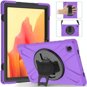 For Samsung Galaxy Tab A7 10.4 2020 T500 / T505 Shockproof Colorful Silicone + PC Protective Case with Holder & Shoulder Strap & Hand Strap(Purple) (OEM)