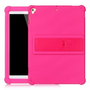 For iPad 6 (9.7 Universal) Tablet PC Silicone Protective Case with Invisible Bracket(Rose Red) (OEM)