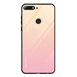 For Huawei Honor 7C / Enjoy 8 / Y7 (2018) Gradient Color Glass Case(Yellow) (OEM)