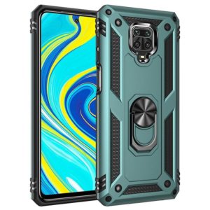 For Xiaomi Redmi Note 9 Pro Shockproof TPU + PC Protective Case with 360 Degree Rotating Holder(Green) (OEM)